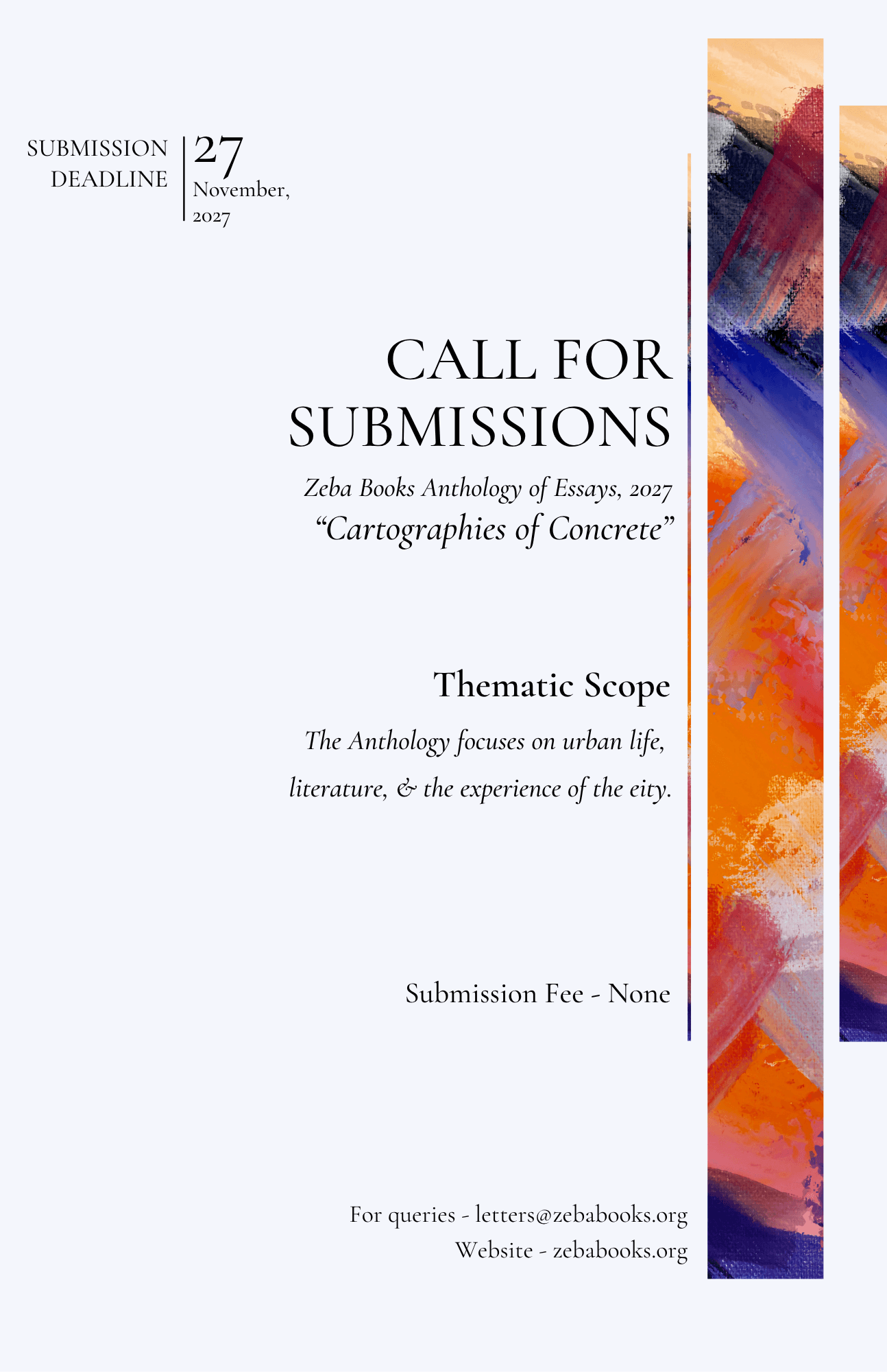Open Call: Inviting Submissions for Our 2027 Anthology of Essays Open Call: Inviting Submissions for Our 2027 Anthology of Essays